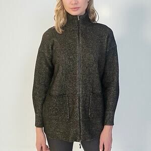 Rani Arabella Cashmere Gold Foil Zipper Jacket